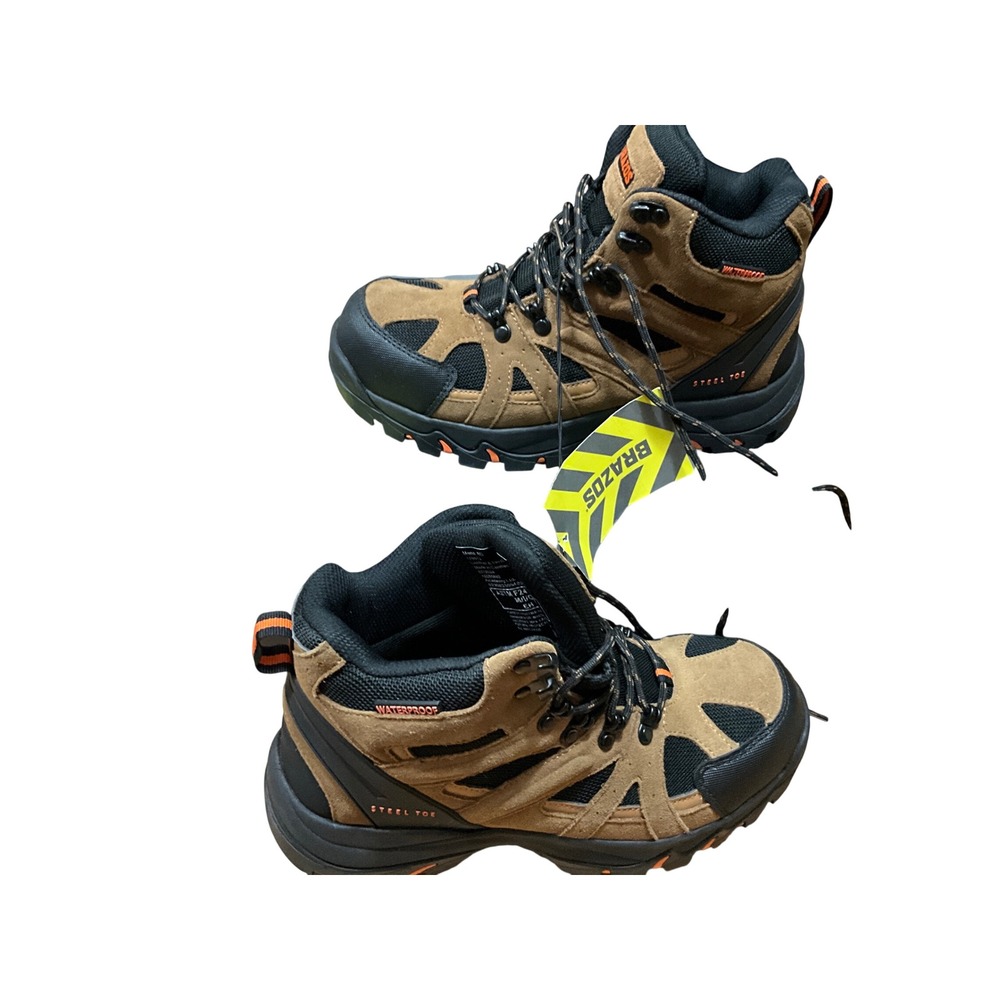 Brazos Mens 8D Steel Toe Waterproof Boots Brown Black ASTM F2413-18 EH Safety